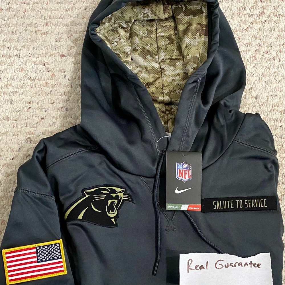 NWT Rare 100% Nike 2016 Carolina Panthers Salute To Service Hoodie Slim fit NFL